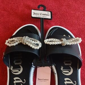 Juicy Couture Black Crystal Embellished Sandals